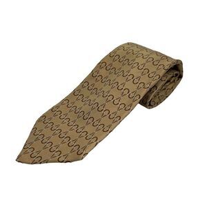 Gucci Golden Brown Silk Necktie Interlocking GG Pattern Men’s